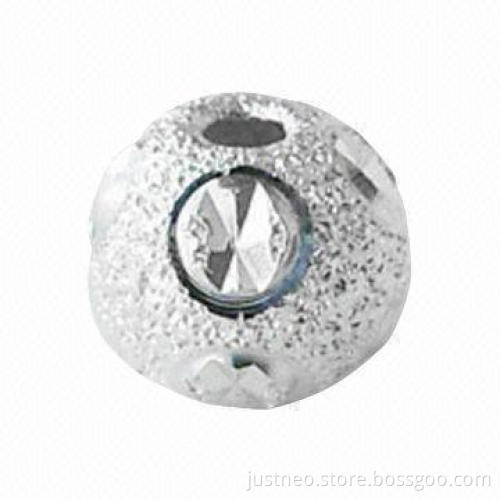 Solid 925 sterling silver carved stardust round beads, measures 5x4.5mm